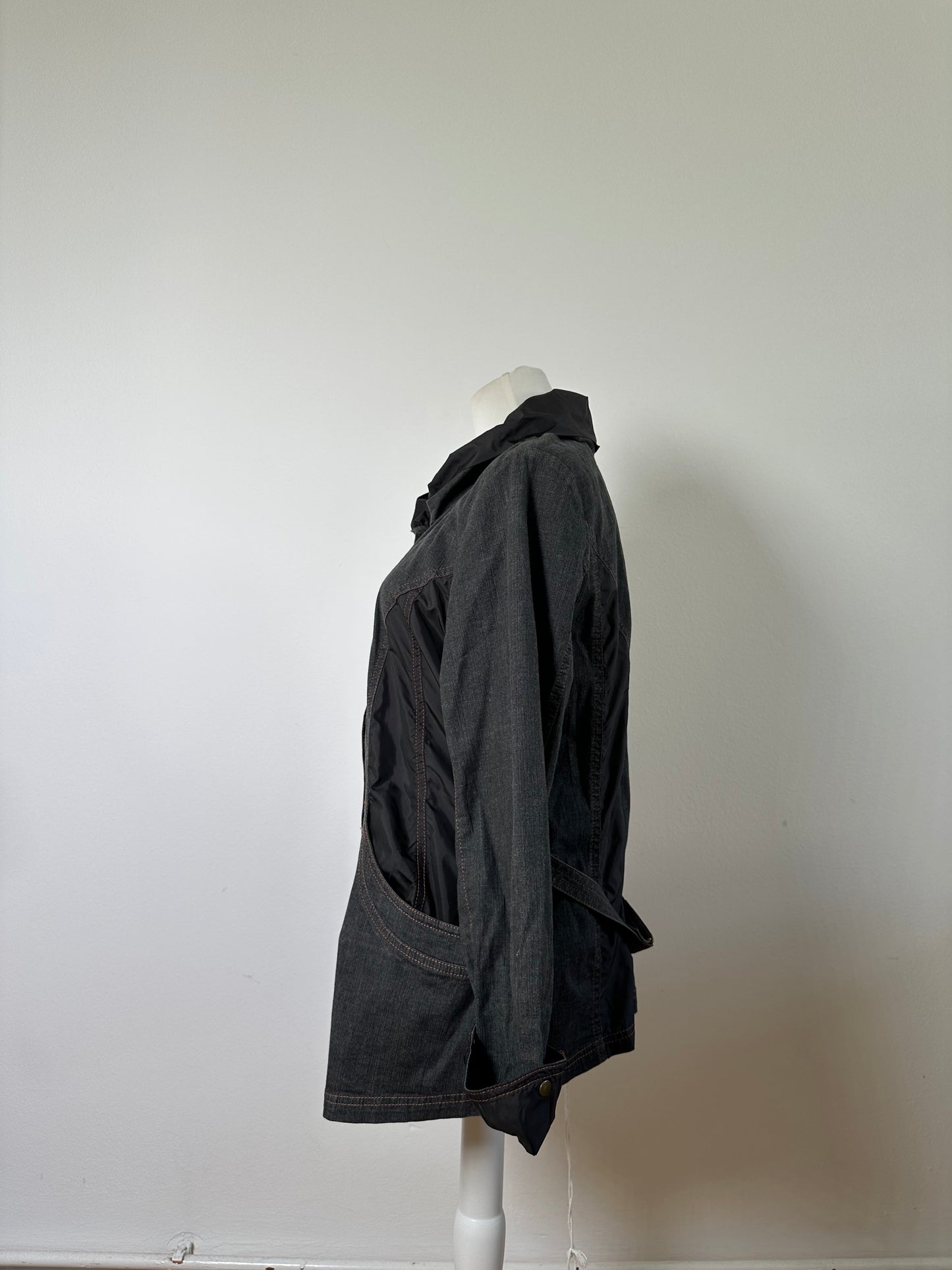 Vintage Kansai Yamamoto Denim Nylon Jacket Dark Grey Black M