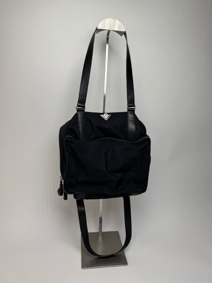 Vintage Bottega Veneta Leather Canvas Handbag Black