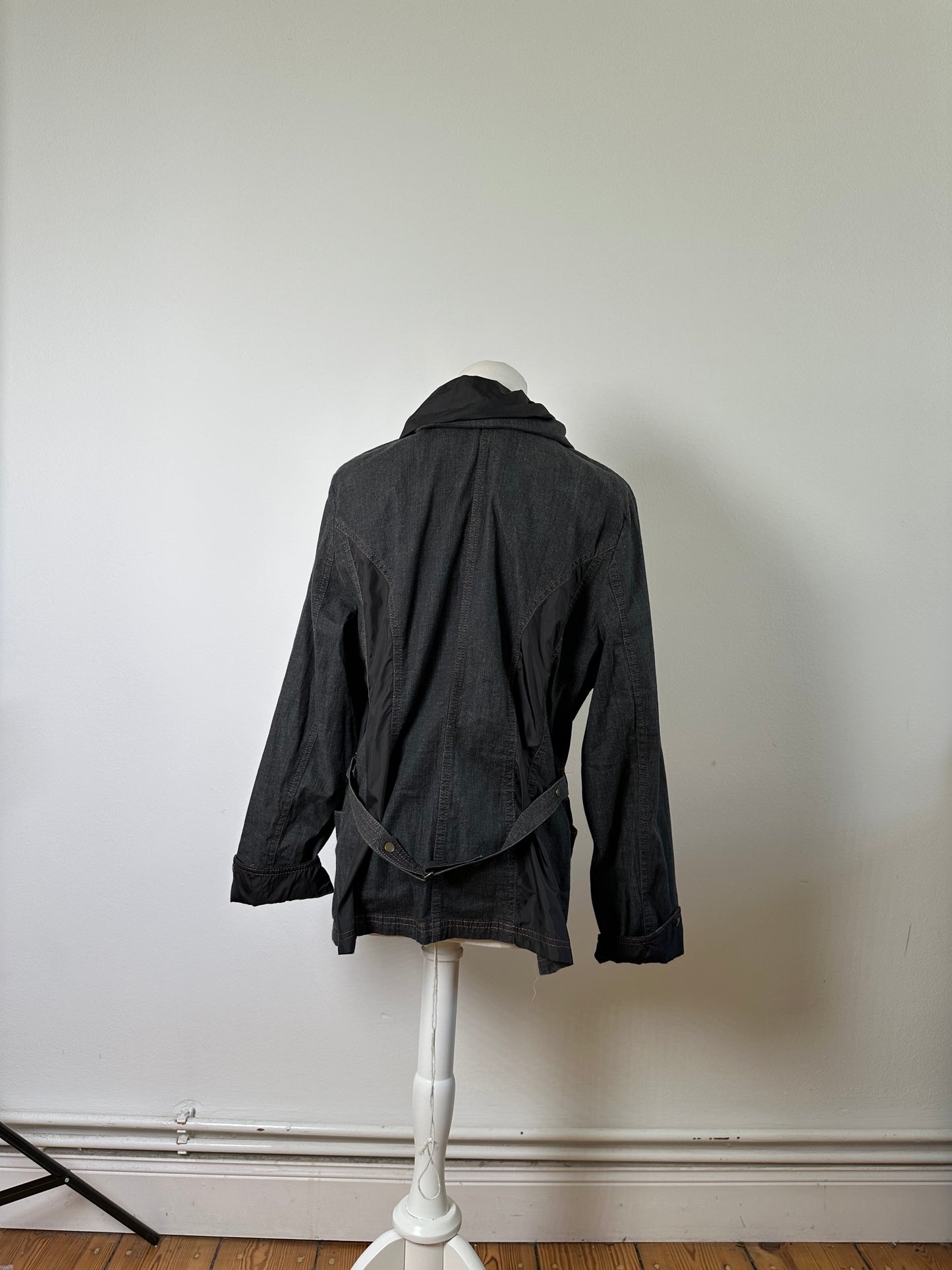 Vintage Kansai Yamamoto Denim Nylon Jacket Dark Grey Black M