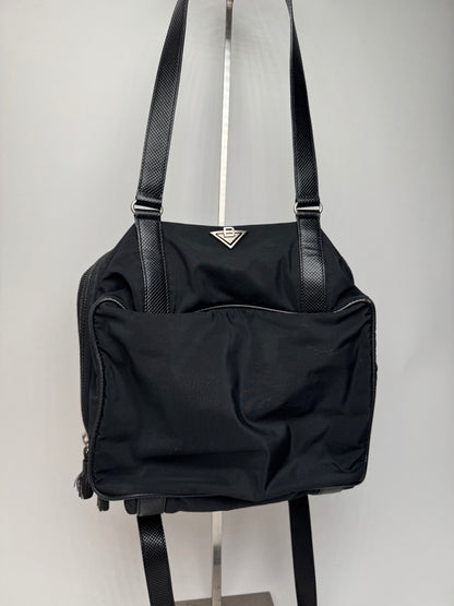 Vintage Bottega Veneta Leather Canvas Handbag Black