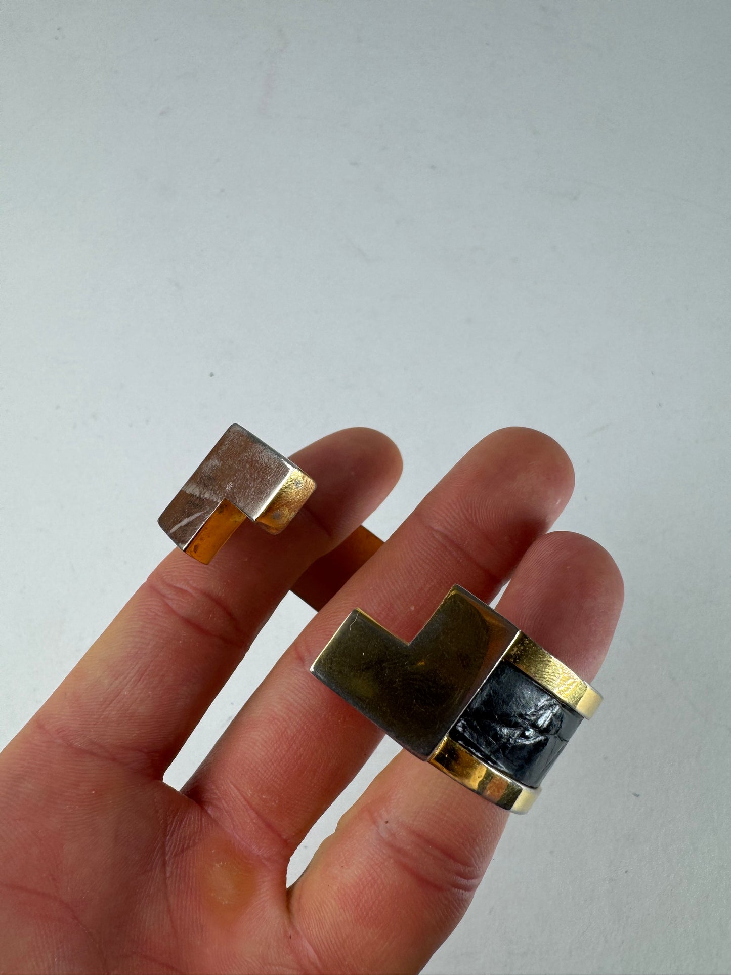 Vintage Loewe Madrid Crocodile Emblossed Steel Bracelet Golden Black