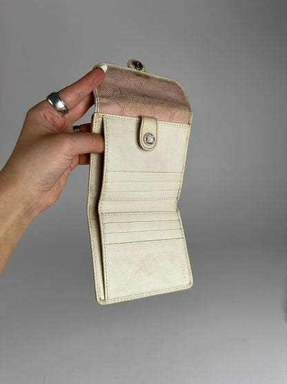 Vintage Celine Macadam Monogram Canvas Leather Wallet pink white