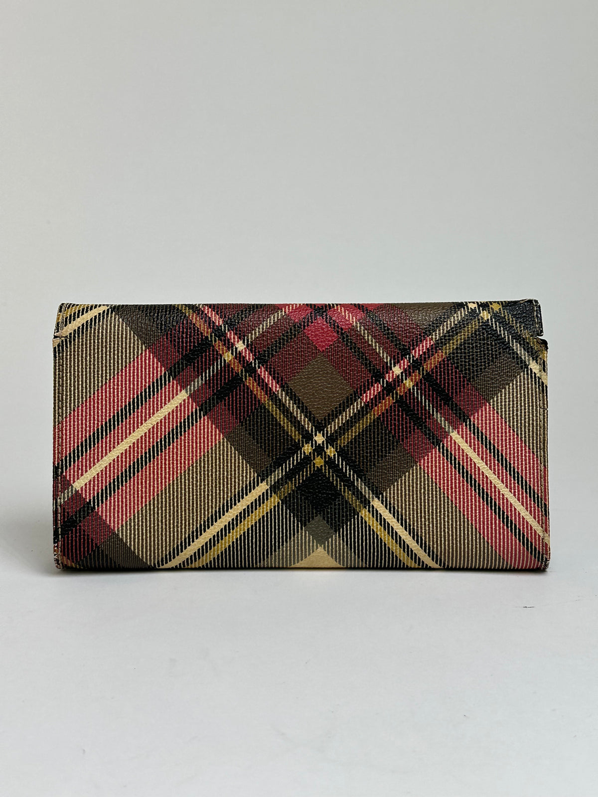 Vintage Vivienne Westwood Tartan Bifold Wallet Late 1990s Beige Burgundy