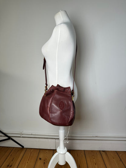 Vintage Cartier Must de Cartier Sac Seau Leather Bucket Bag Bordeaux