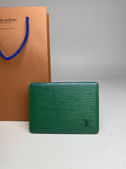 Vintage Louis Vuitton EPI Leather Card Holder Green