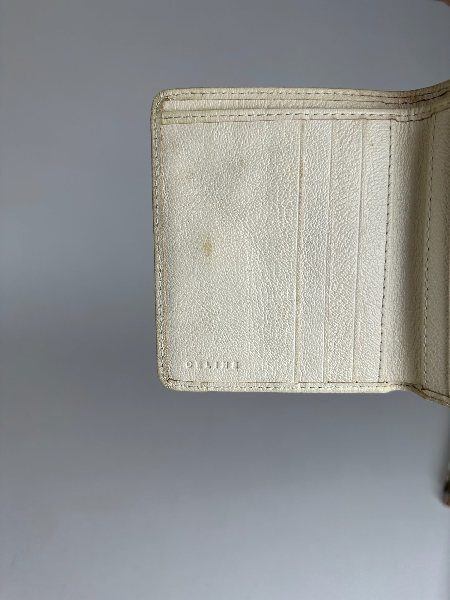 Vintage Celine Macadam Monogram Canvas Leather Wallet pink white