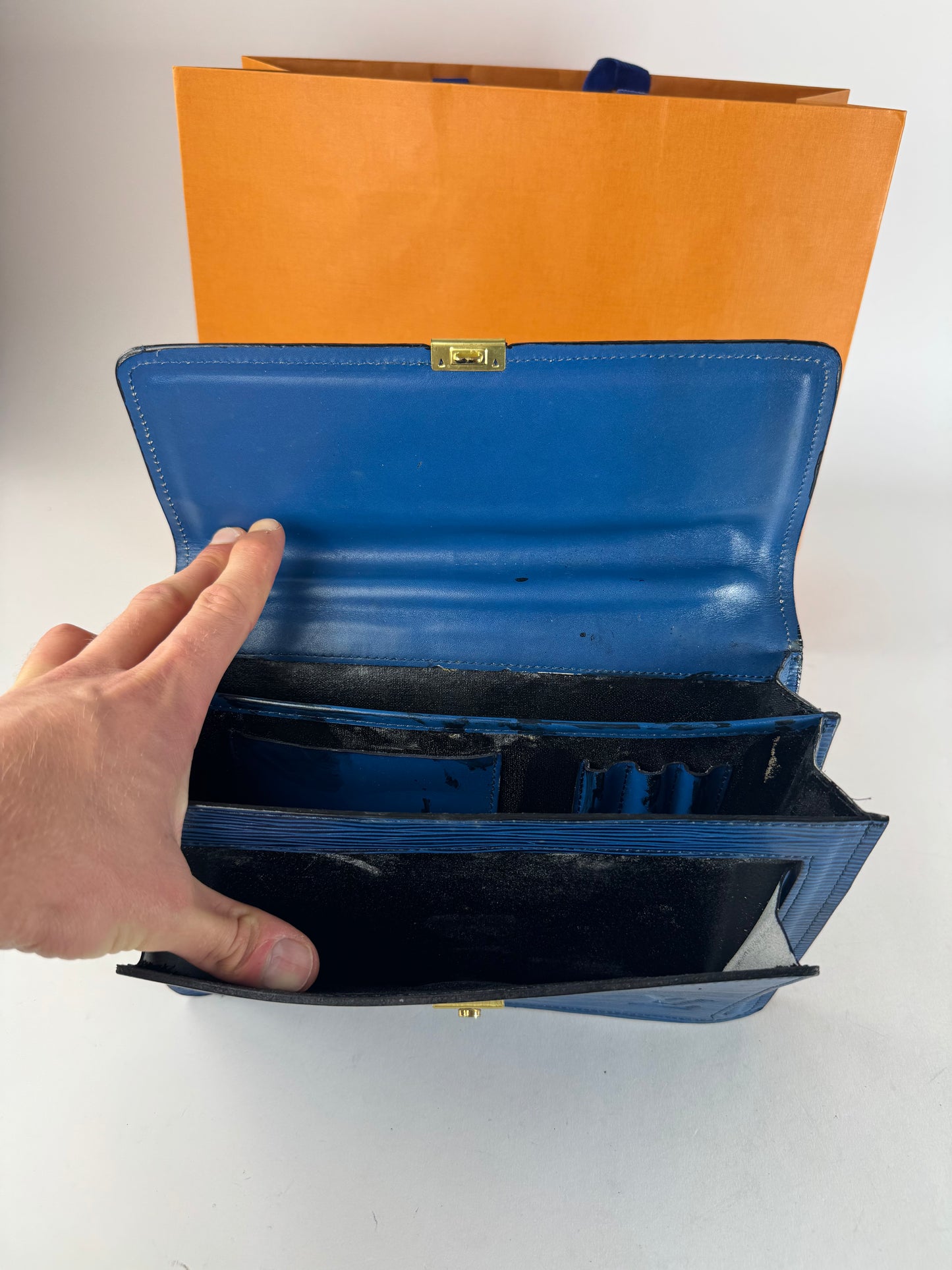 Vintage louis Vuitton EPI Leather Clutch Blue