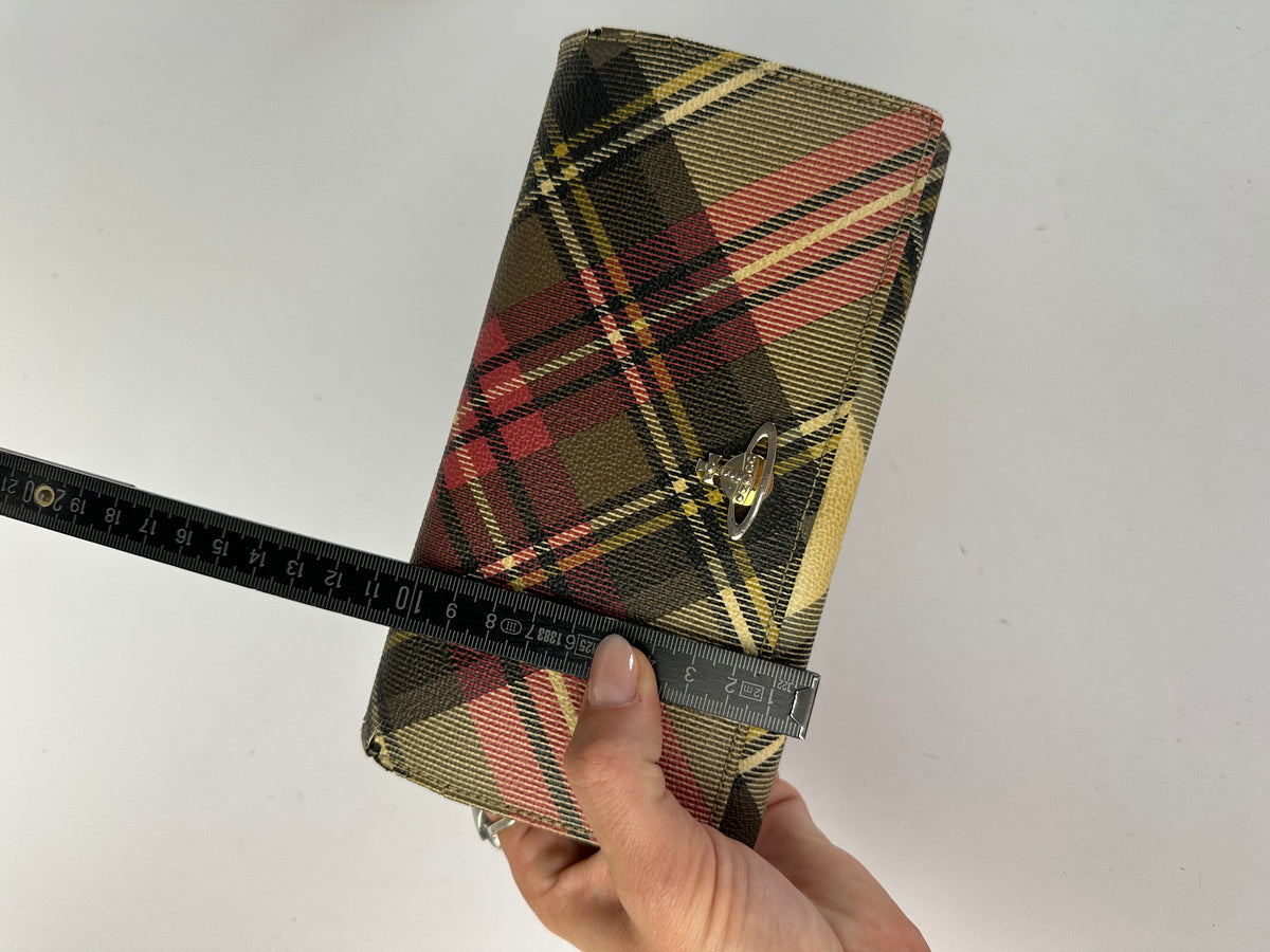 Vintage Vivienne Westwood Tartan Bifold Wallet Late 1990s Beige Burgundy