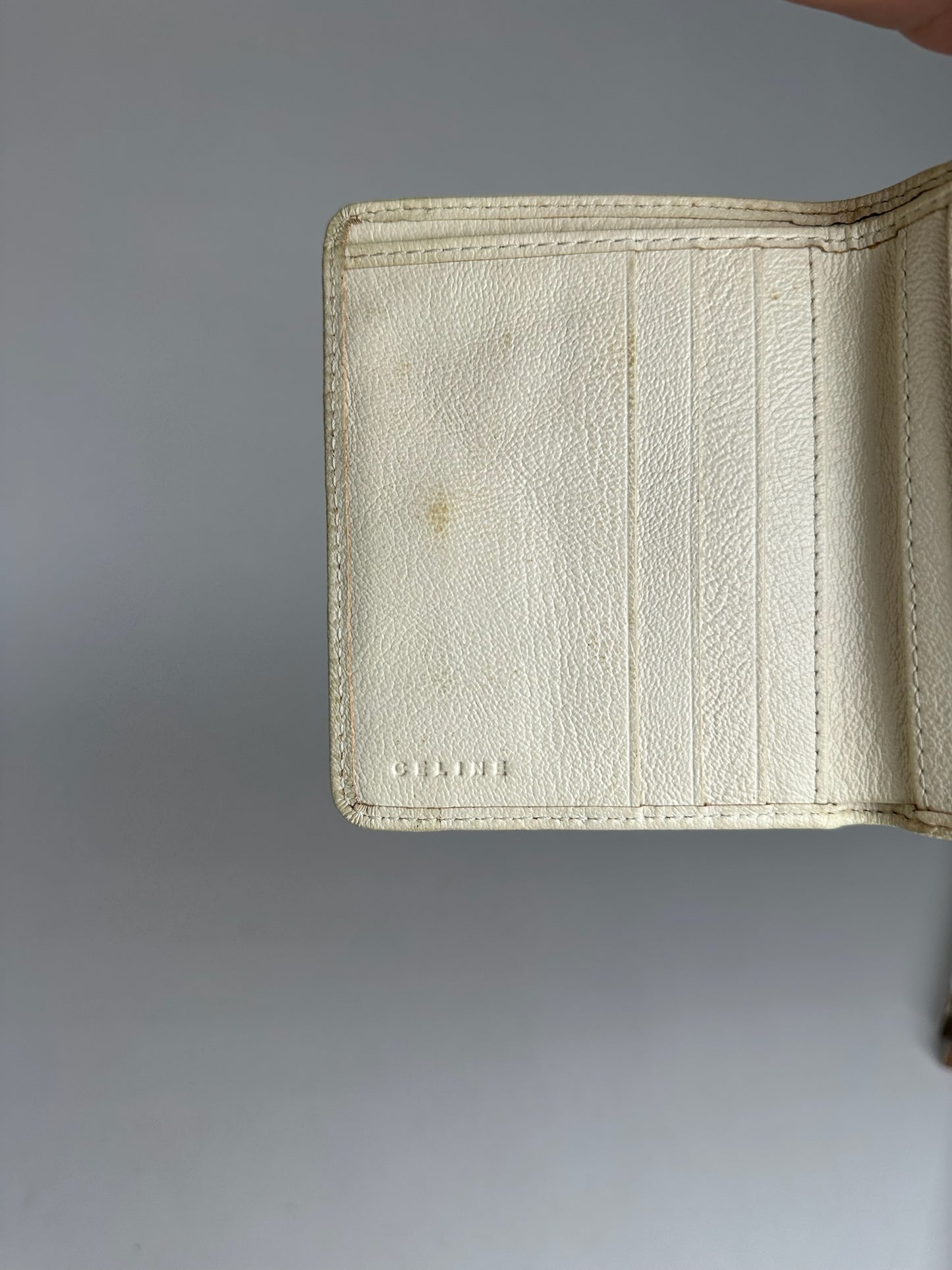 Vintage Celine Macadam Monogram Canvas Leather Wallet pink white