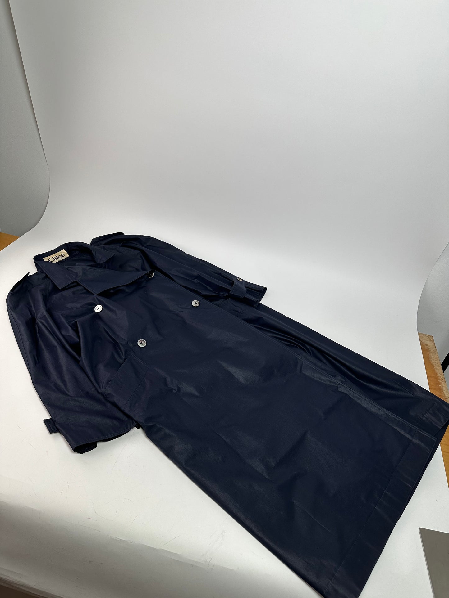 Vintage Chloé Single Breasted Trench Coat Navy L