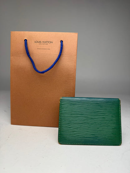 Vintage Louis Vuitton EPI Leather Card Holder Green
