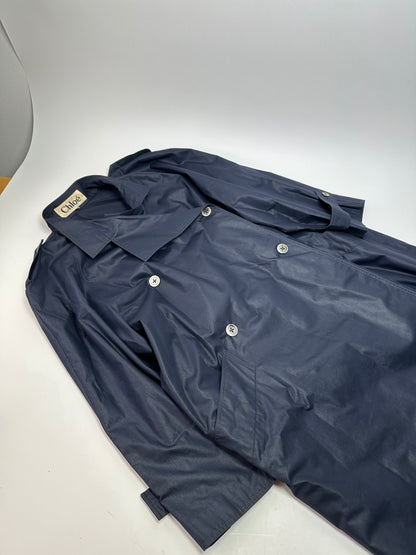 Vintage Chloé Single Breasted Trench Coat Navy L