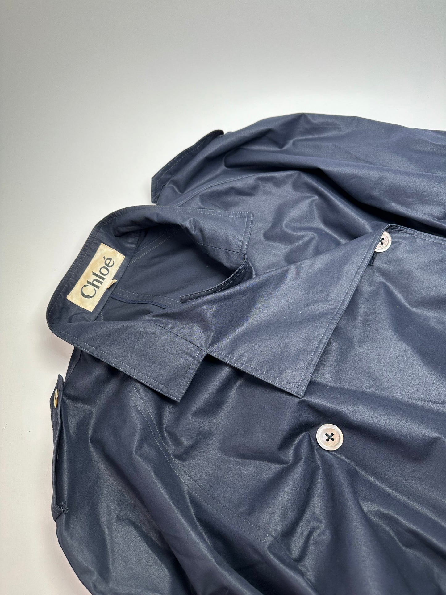 Vintage Chloé Single Breasted Trench Coat Navy L