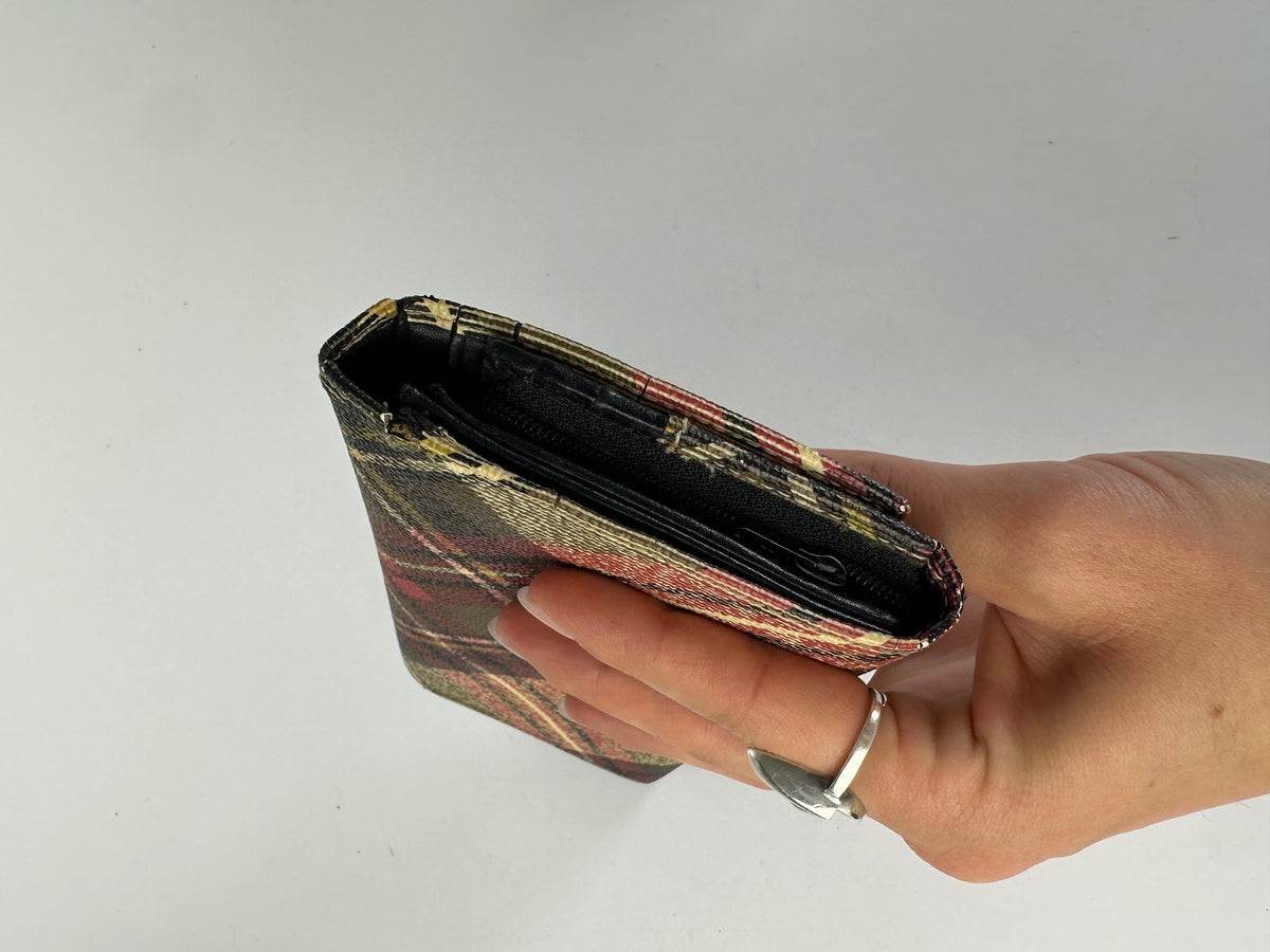 Vintage Vivienne Westwood Tartan Bifold Wallet Late 1990s Beige Burgundy