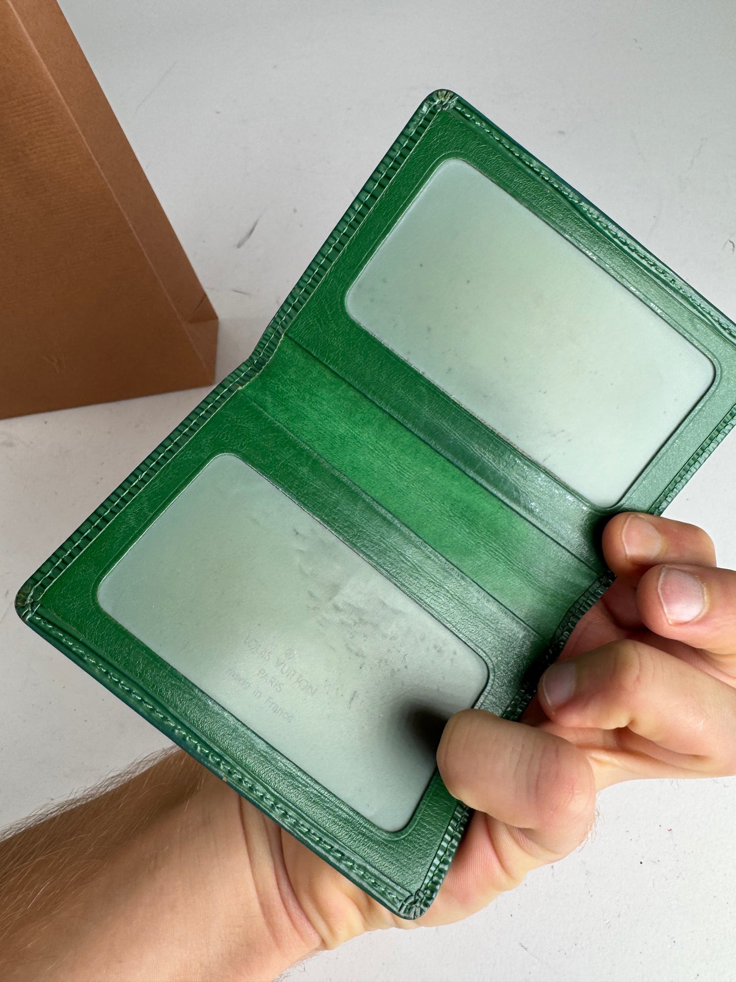 Vintage Louis Vuitton EPI Leather Card Holder Green