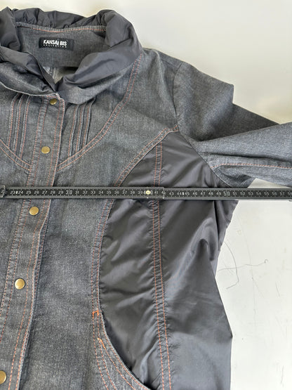 Vintage Kansai Yamamoto Denim Nylon Jacket Dark Grey Black M