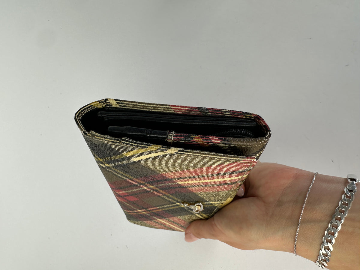 Vintage Vivienne Westwood Tartan Bifold Wallet Late 1990s Beige Burgundy