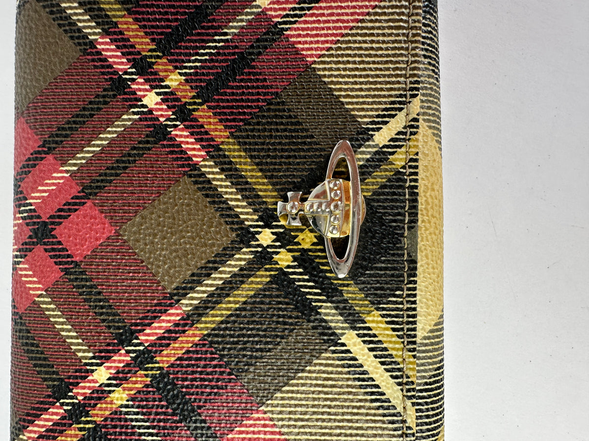 Vintage Vivienne Westwood Tartan Bifold Wallet Late 1990s Beige Burgundy