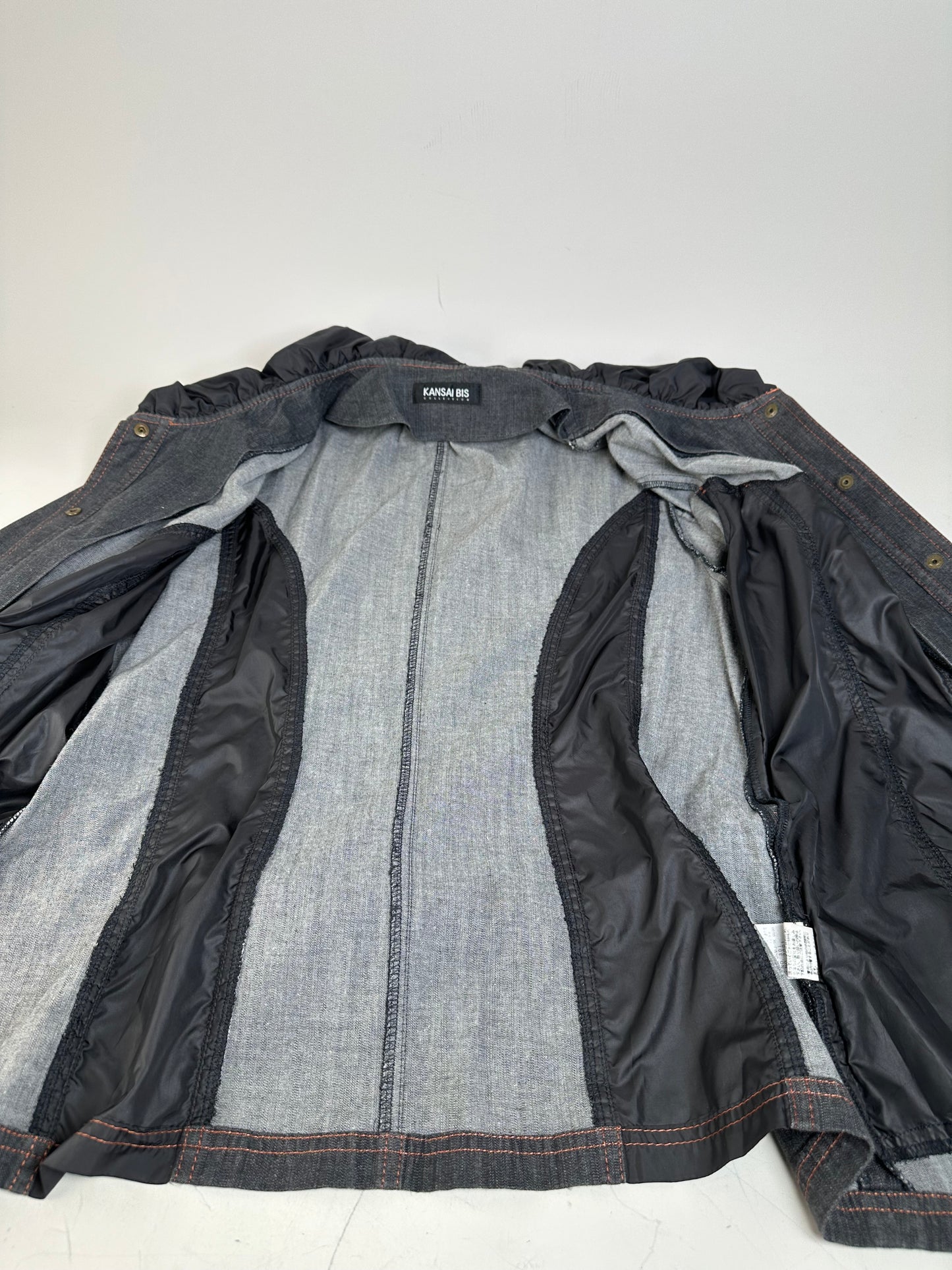Vintage Kansai Yamamoto Denim Nylon Jacket Dark Grey Black M