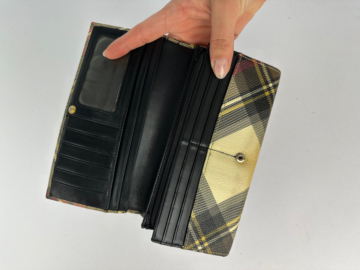 Vintage Vivienne Westwood Tartan Bifold Wallet Late 1990s Beige Burgundy