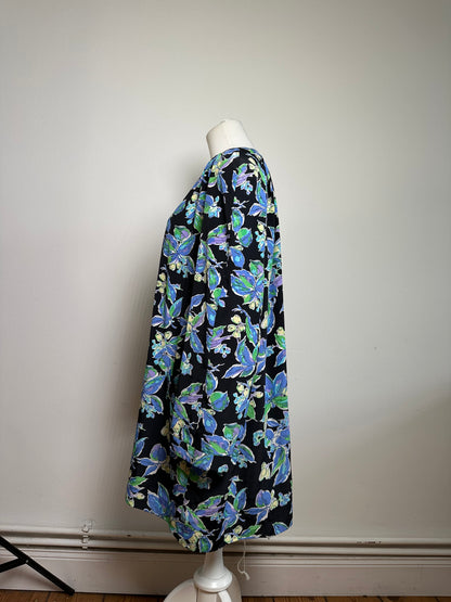 Vintage Balenciaga Silk Kimono Black Green Blue L