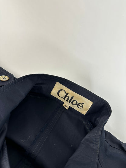 Vintage Chloé Single Breasted Trench Coat Navy L