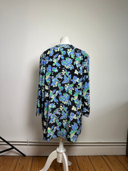 Vintage Balenciaga Silk Kimono Black Green Blue L