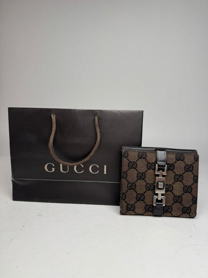 Vintage Gucci Jackie Monogram Wallet Brown Black