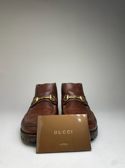 Vintage Gucci Horsebit Leather Boots Brown