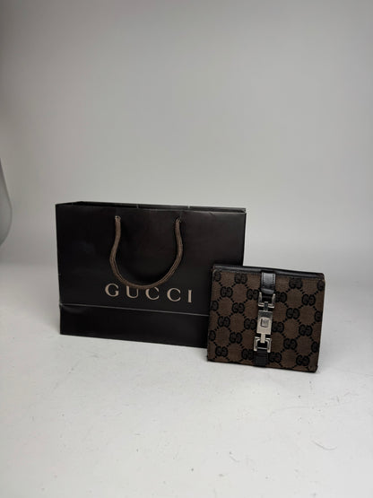 Vintage Gucci Jackie Monogram Wallet Brown Black