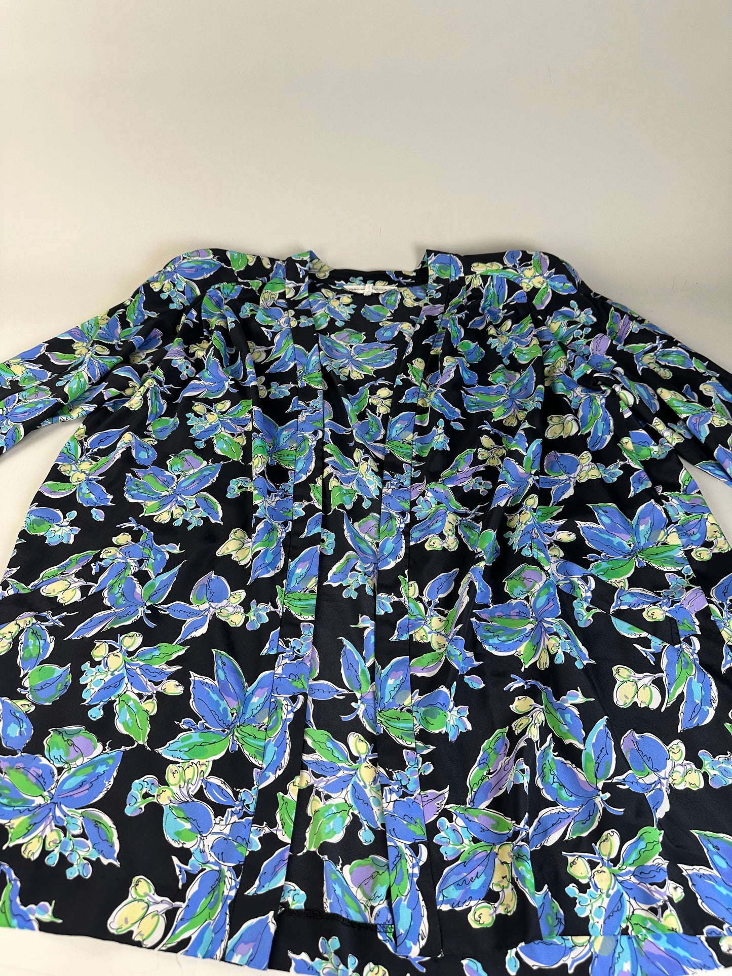 Vintage Balenciaga Silk Kimono Black Green Blue L