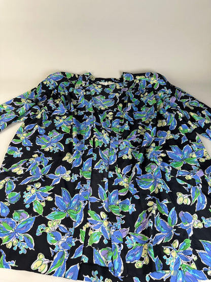 Vintage Balenciaga Silk Kimono Black Green Blue L