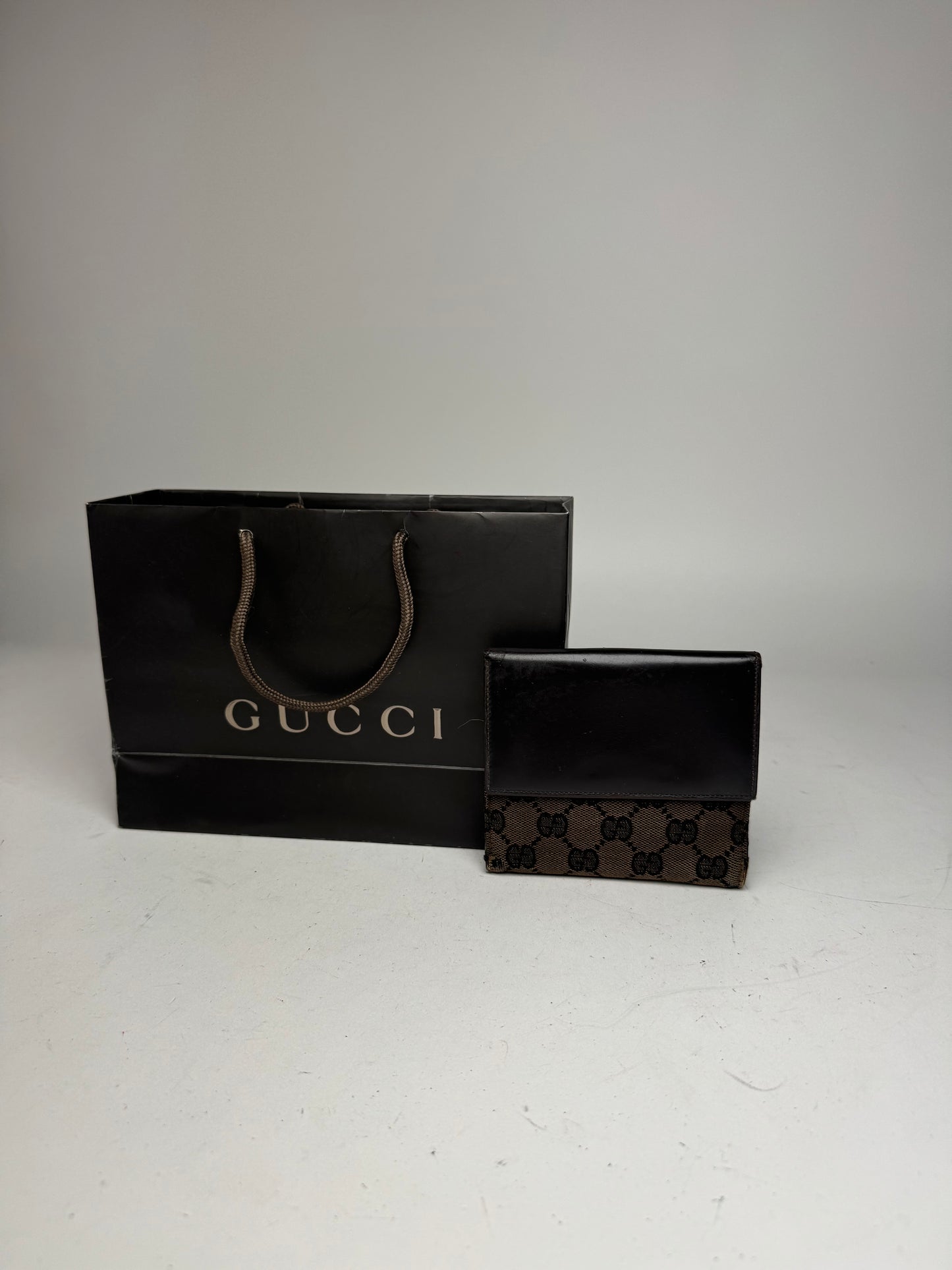 Vintage Gucci Jackie Monogram Wallet Brown Black