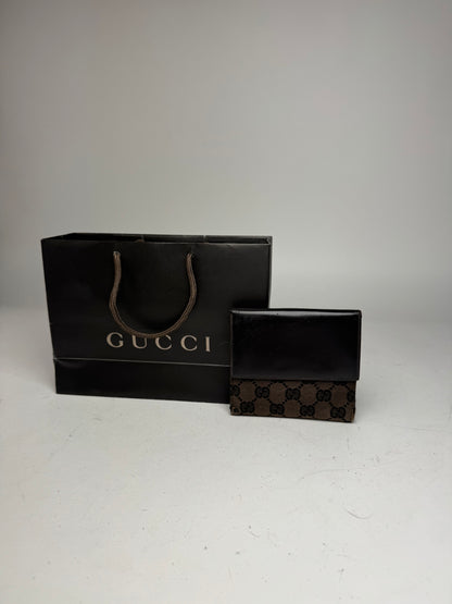 Vintage Gucci Jackie Monogram Wallet Brown Black