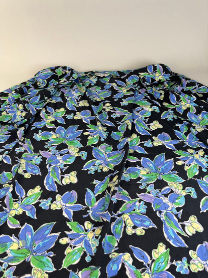 Vintage Balenciaga Silk Kimono Black Green Blue L