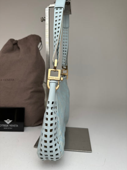 Vintage Bottega Veneta Monogram Suede Leather Bag Turquoise