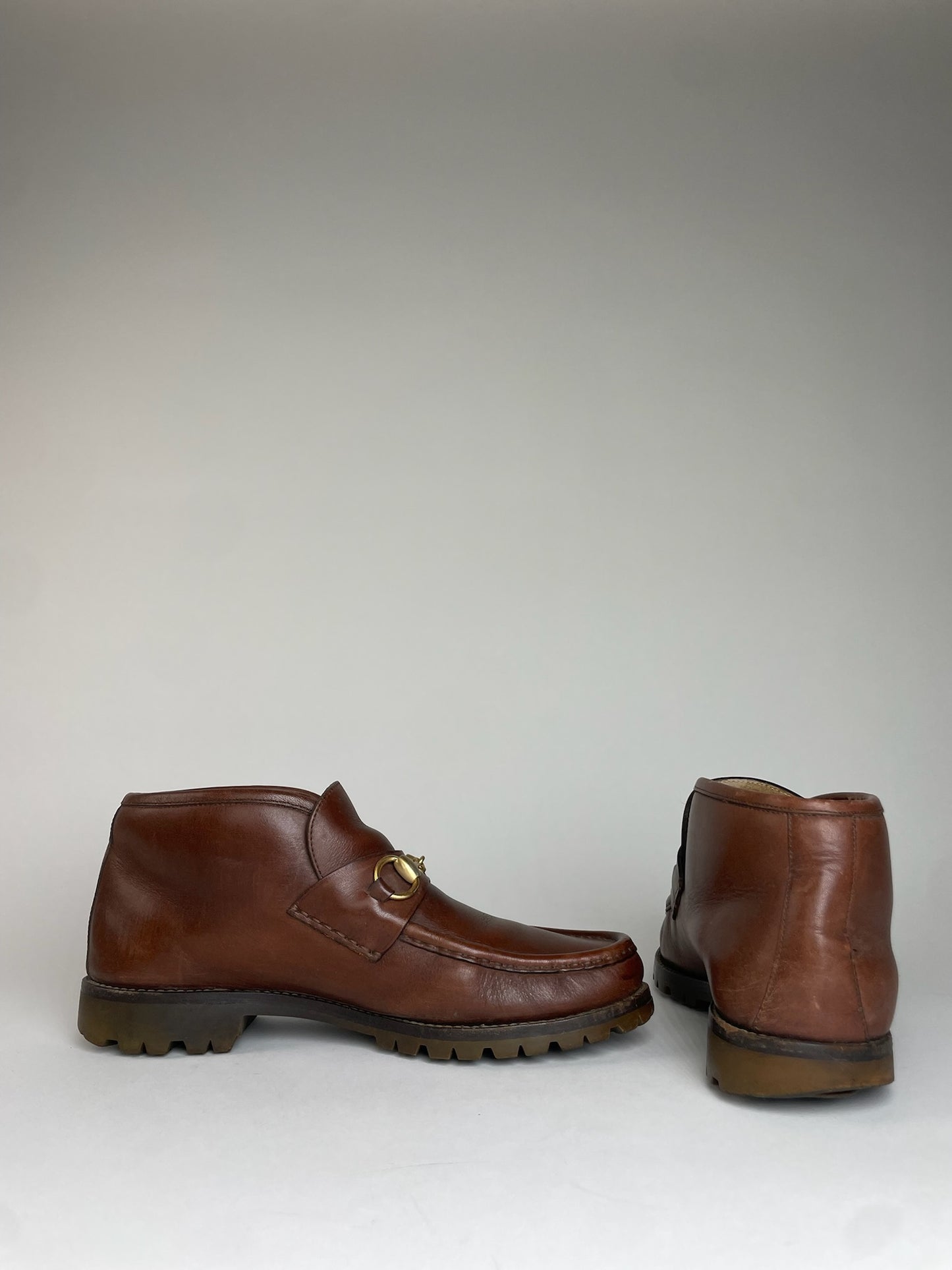Vintage Gucci Horsebit Leather Boots Brown
