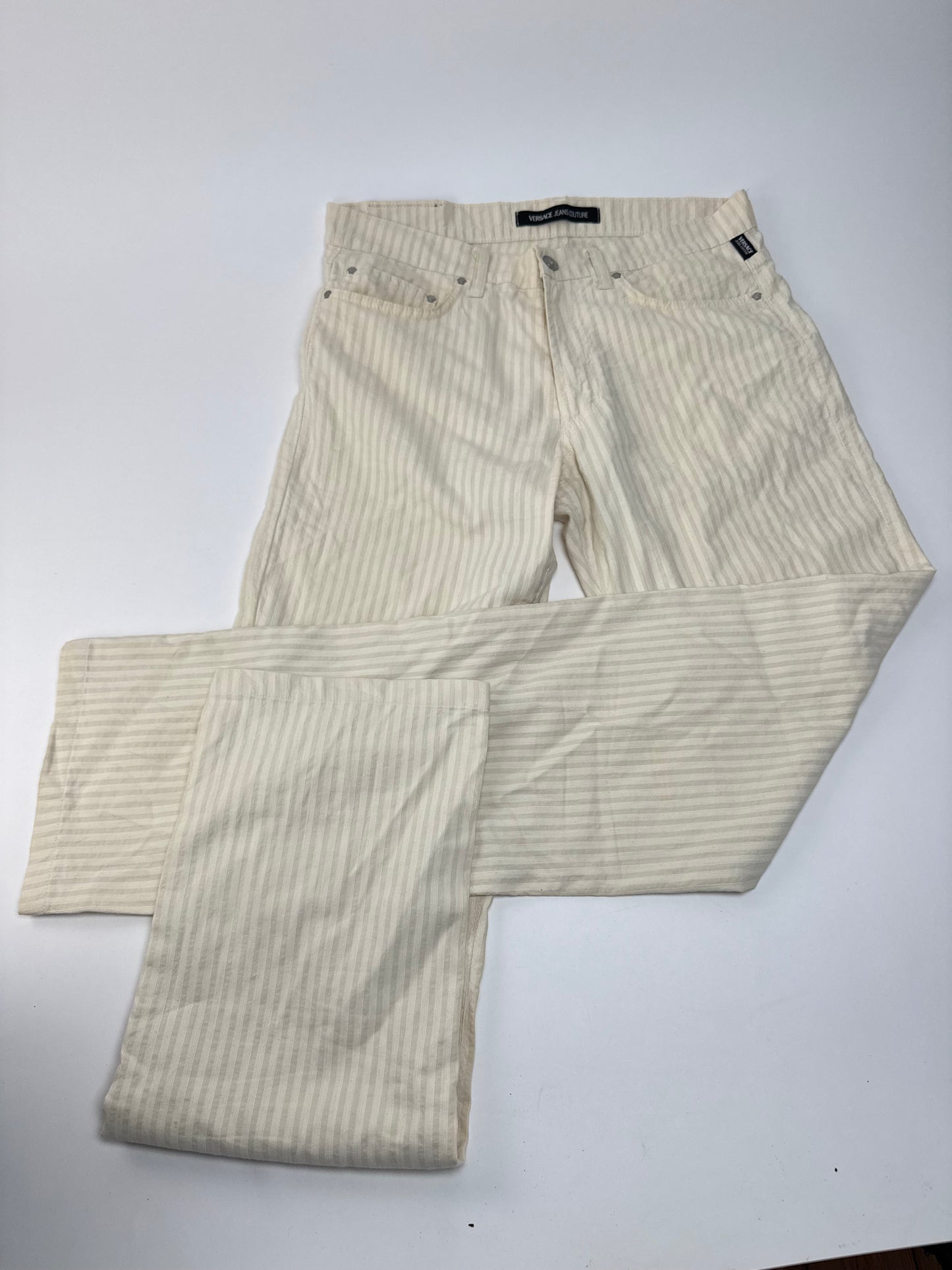 Vintage Versace pants white beige striped M