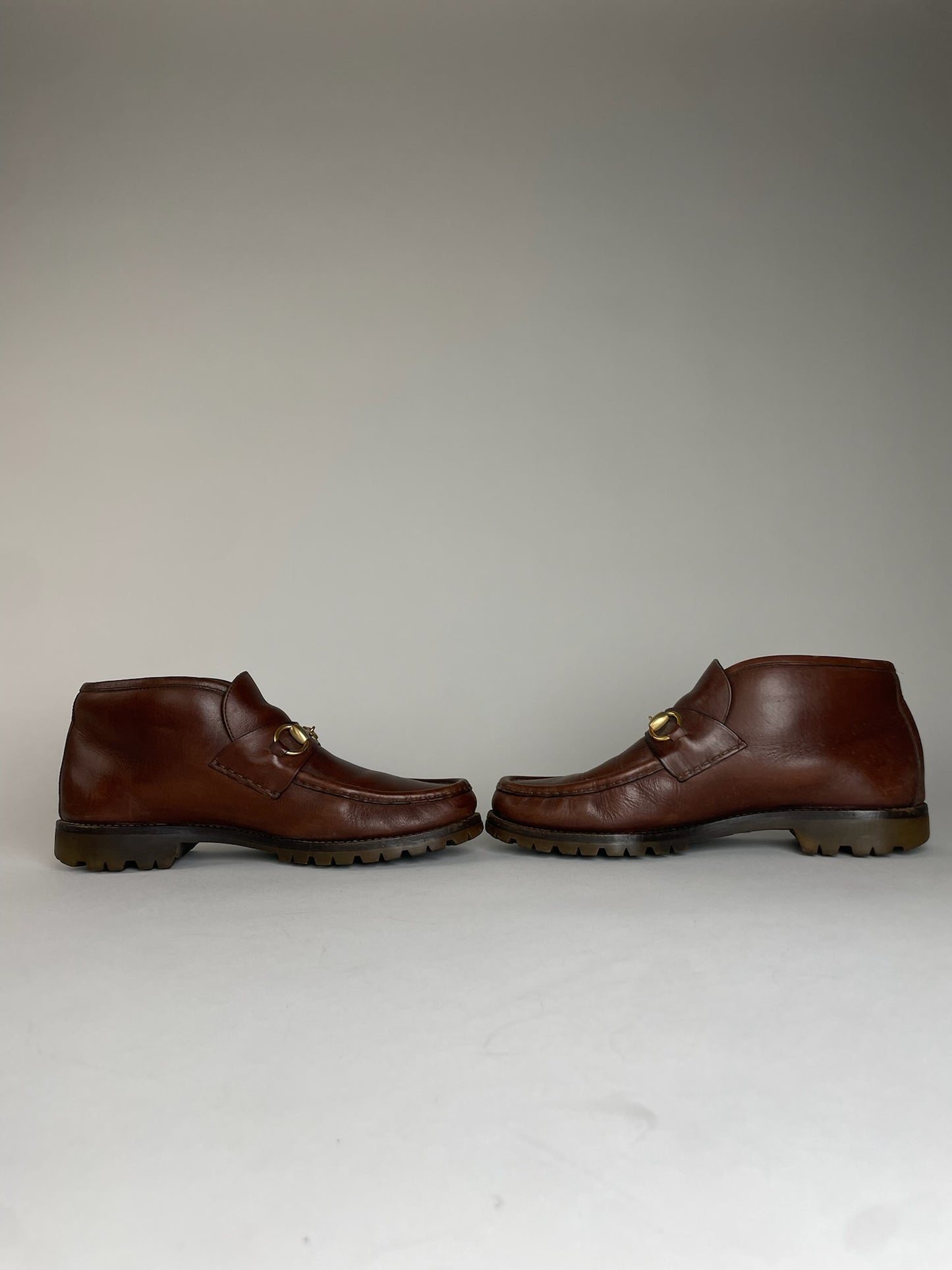Vintage Gucci Horsebit Leather Boots Brown