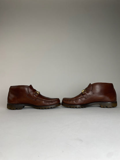 Vintage Gucci Horsebit Leather Boots Brown