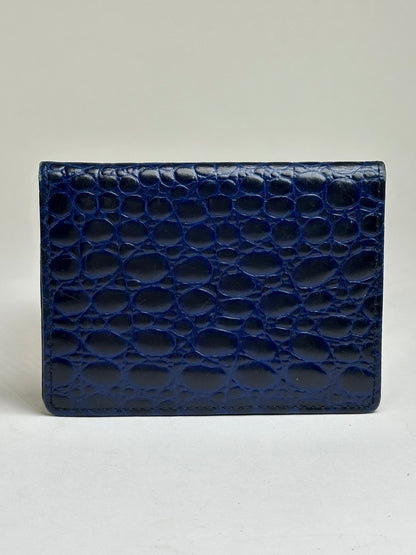 Vintage Versace Crocodile-Effect Bifold Wallet c. Early 1990s Navy