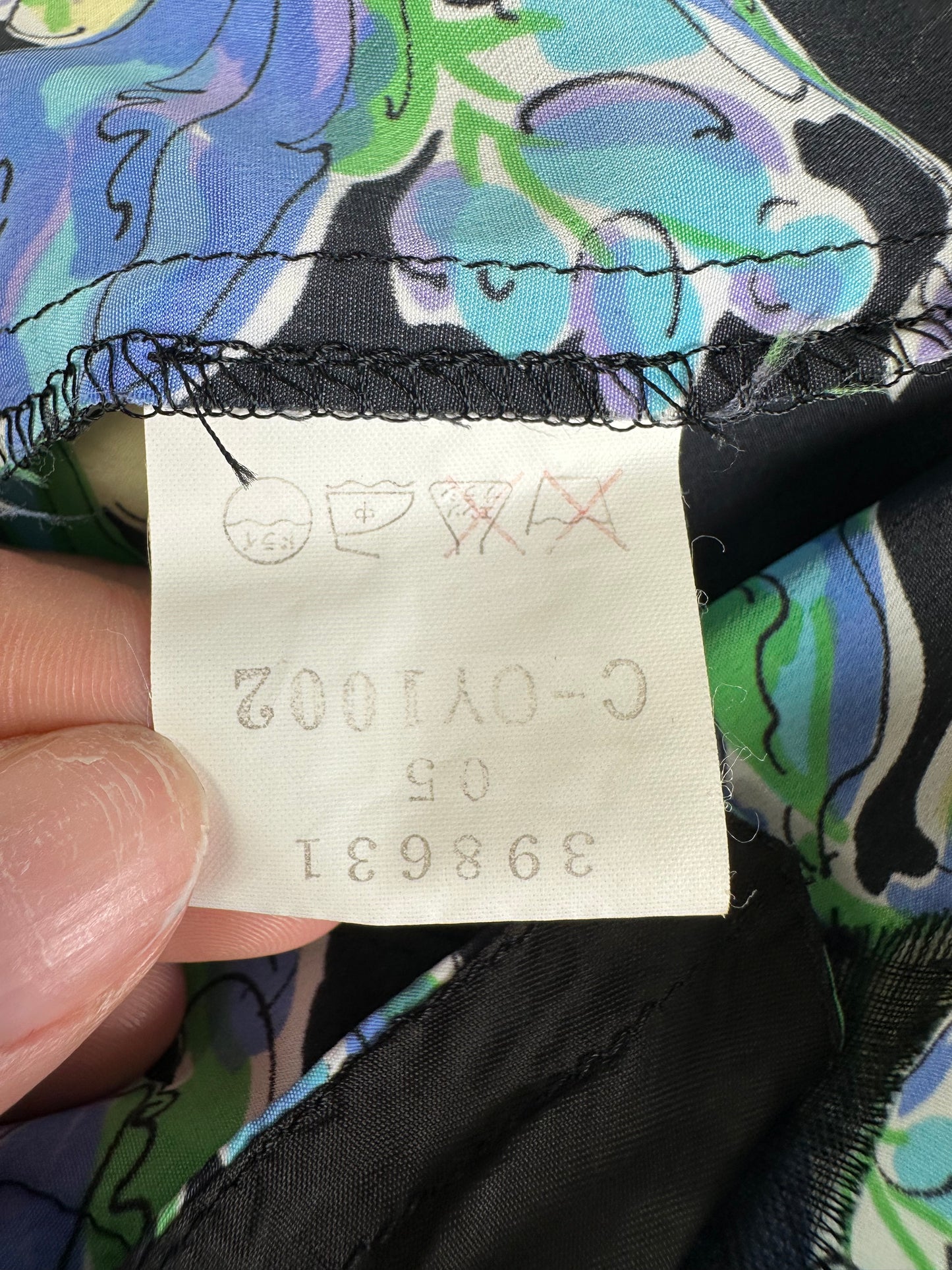 Vintage Balenciaga Silk Kimono Black Green Blue L
