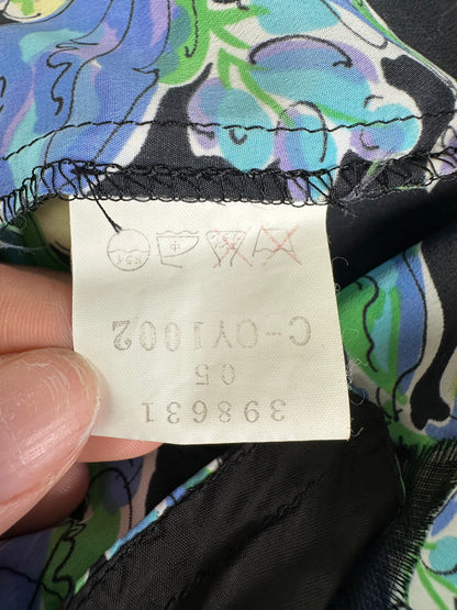 Vintage Balenciaga Silk Kimono Black Green Blue L