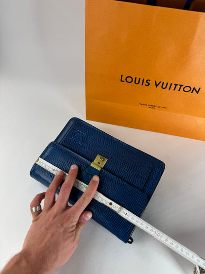 Vintage louis Vuitton EPI Leather Clutch Blue