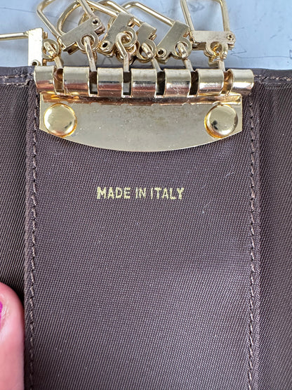 Vintage Givenchy Calfskin Leather Key Holder Dark Brown Gold