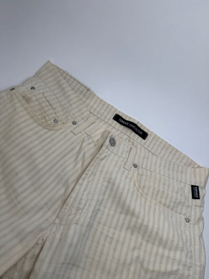 Vintage Versace pants white beige striped M
