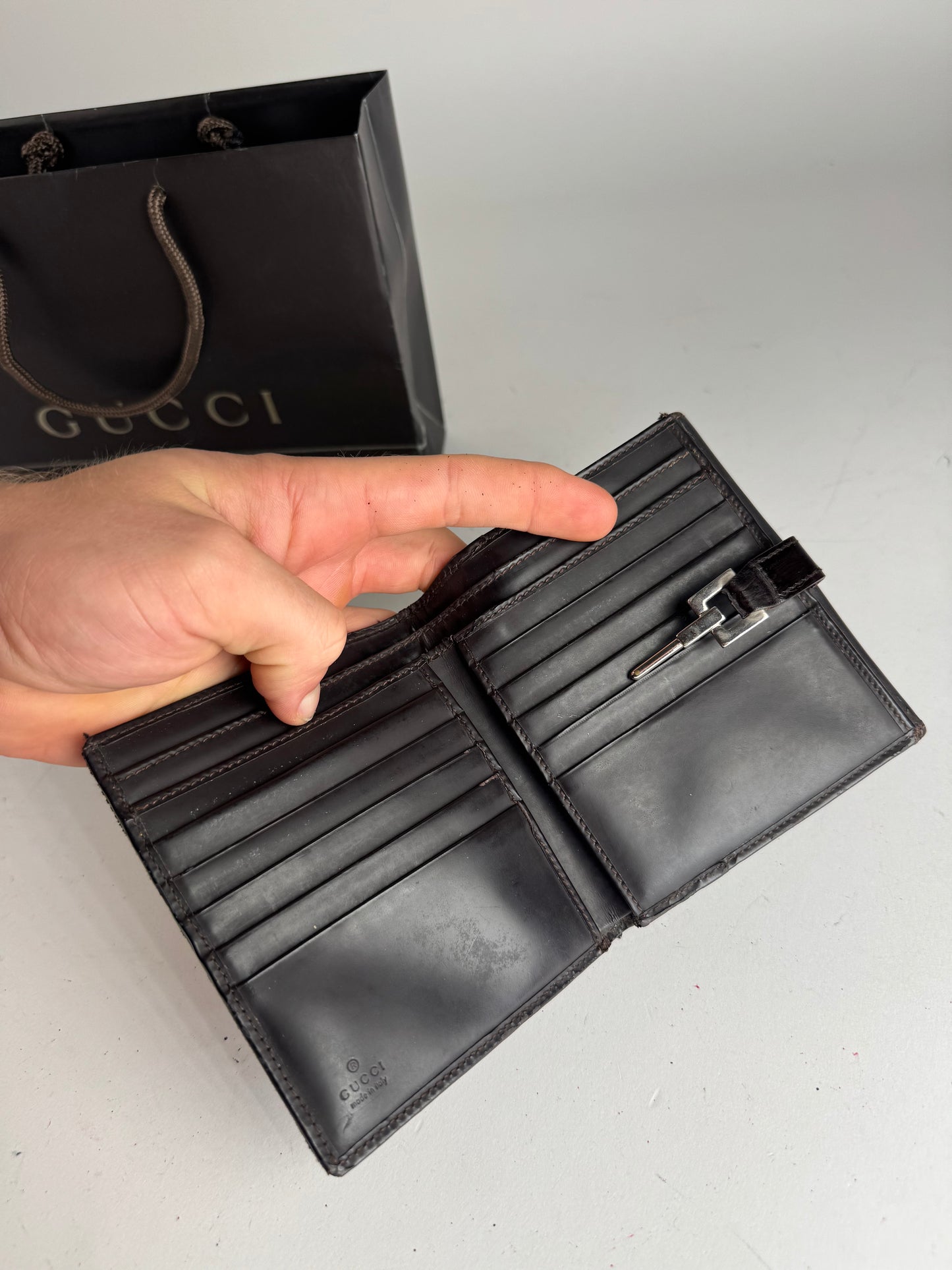 Vintage Gucci Jackie Monogram Wallet Brown Black