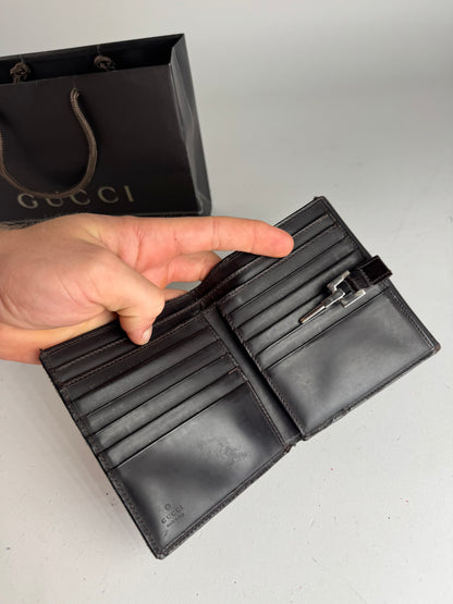 Vintage Gucci Jackie Monogram Wallet Brown Black
