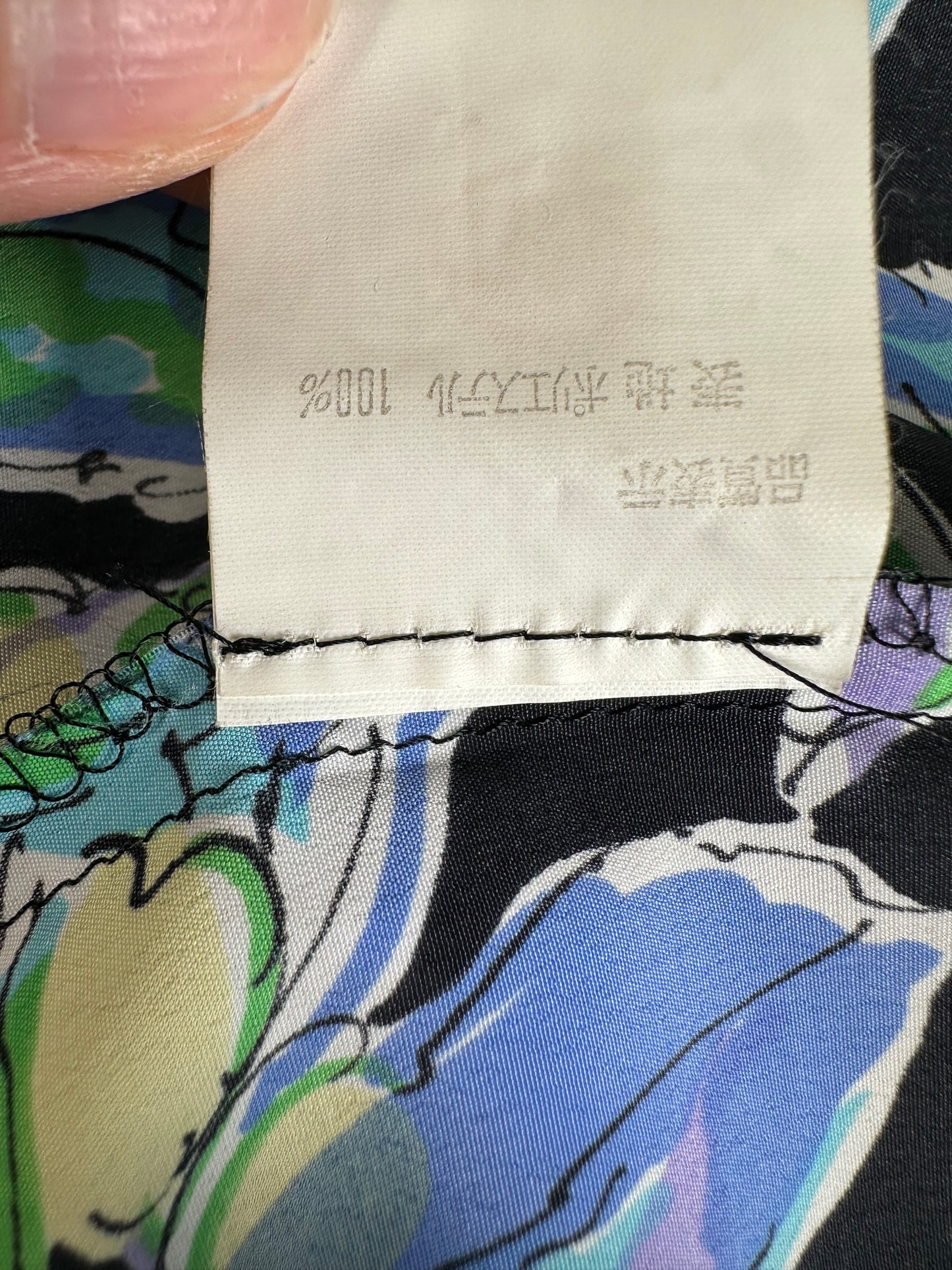 Vintage Balenciaga Silk Kimono Black Green Blue L