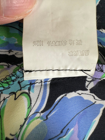 Vintage Balenciaga Silk Kimono Black Green Blue L